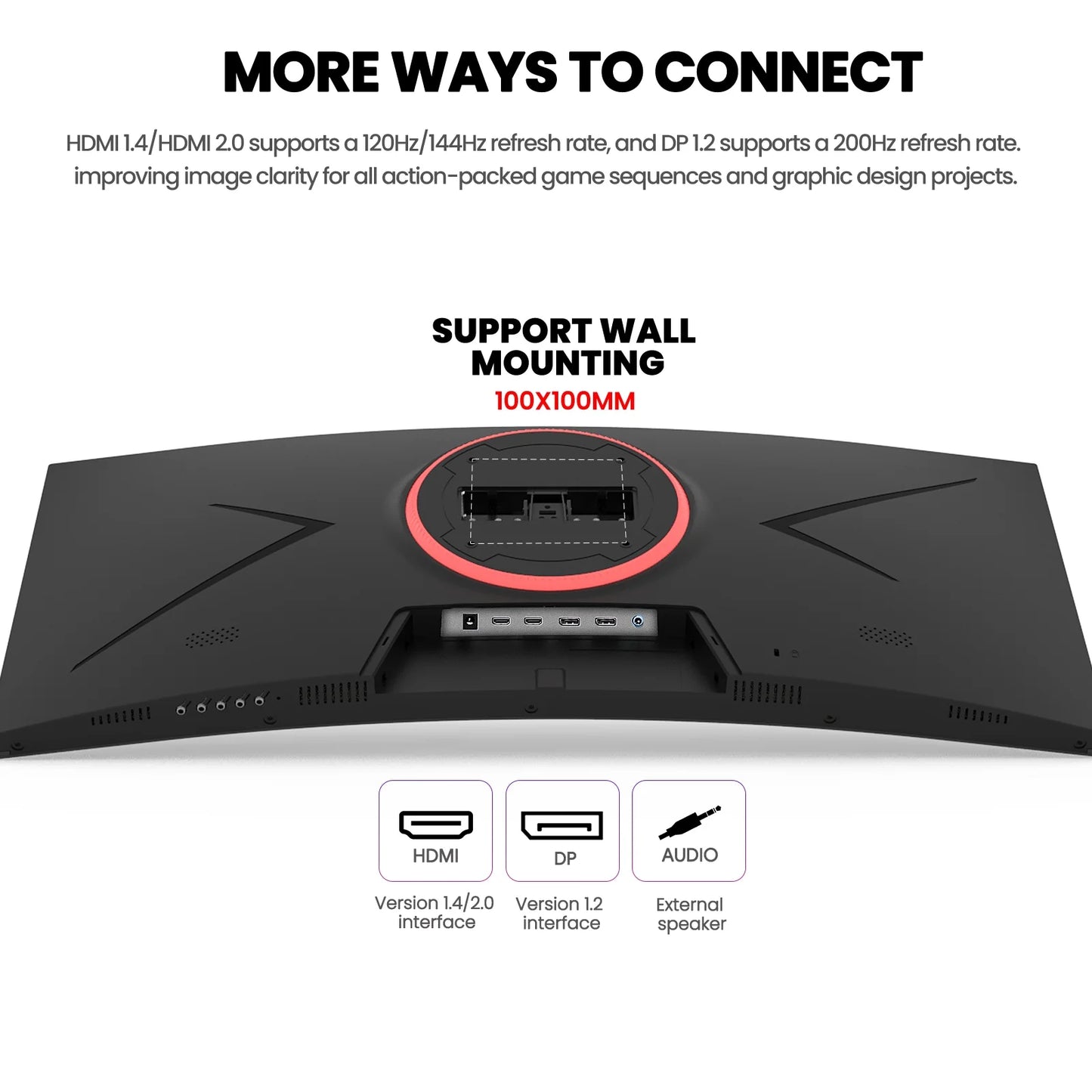 30" Curved Ultrawide Monitor WFHD 200Hz 1500R HDMI DP Black